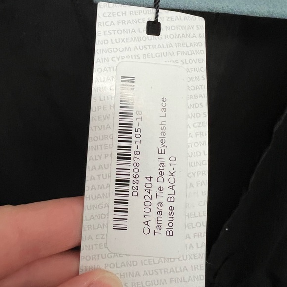 NWT tie detail eyelash lace trim top in black - Picture 7 of 7